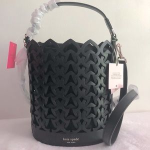 NWT Kate Spade Black Leather Dorie Bucket Bag